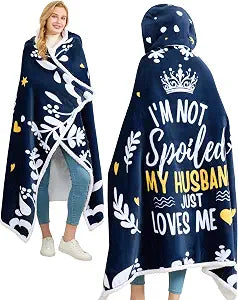 Wife Wearable Blanket Hoodie, Blue Hoodie Blanket for Women, Mothers Day Wedding Anniversary Birthday Gifts, Valentines Day Gifts for Wife from Husband