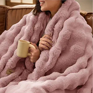 Bedsure GentleSoft Fluffy Fuzzy Dusty Rose Throw Blanket, Soft Cozy Fleece Faux Fur Blanket for Couch, Mauve Dusty Pink Room Decor Coloring Bed Cover, Thick Warm Plush Shaggy Women Birthday Gifts