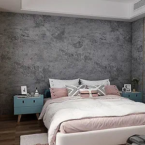 3yecao 16"591" Large Size Extra Thick Grey Blue Concrete Wallpaper Peel and Stick Industrial Dark Blue Gray Cracked Concrete Contact Paper Vinyl Grey Cement Sticker for Bedroom Bathroom Gym Walls