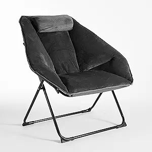 Urban Lifestyle Modern 16" Grey Micromink Saucer Chair Comfort Lounge Seating Soft Plush Accent Furniture Home Decor Living Room Bedroom Dorm Chair