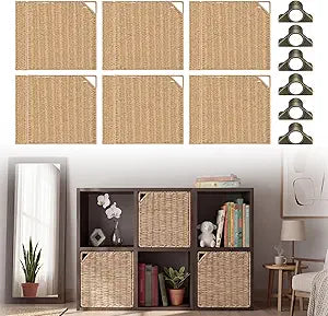Unittype 6 Sets 13'' Handwoven Natural Fibre Doors for Cube Storage Shelf Boho Straw Shelf Cover for Bookcase Open Bookshelf Rustic Farmhouse Home Decor for Living Room Bedroom Closet Organizer