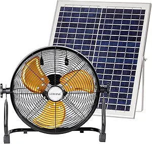 lcocove Outdoor Fan Can Running 5-24 Hours,Solar Powered Fan For Shed,Home,Ouside,Camping∩╝with USB Output For Emergency Situation Without Electric