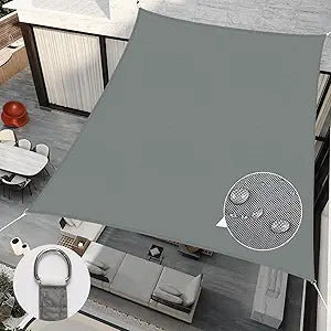 RICHIE 16'x20' Rectangle Sun Shade Sail, Upgraded UV Block & Water Resistant Canopy, Heavy Duty Outdoor Sunshade for Patio Backyard Garden Carport Deck Pergola, Grey