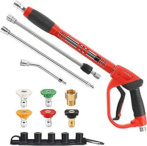 Tool Daily Pressure Washer Gun with Replacement Wand, 17 Inch Power Washer Extension Wand, 30 Curved Rod, 5 Nozzle Tips, 4000 PSI