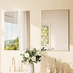 TETOTE Frameless Mirror 2 Packs 16" x 24" Tempered Vanity Mirror for Bathroom, Bedroom, Living Room, Entryway, Hallway, Home Gym, Vertically/Horizontally