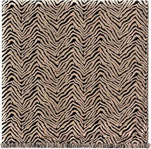 Jacquard Throw Blanket for Bed, 52x72, Black Gold Zebra Print | Vintage Chenille Weighted Blanket with Fringe Trim, Animal Soft Velvet Lined Blankets for Couch, Sofa Chair