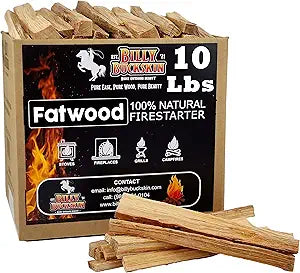 10lb Fatwood Fire Starter Sticks | 100% Natural Fire Starters for Campfires, Firepit, Fireplaces, BBQ, Wood Stoves | Easy Ignition w/Just 2 Sticks | Camping Essentials by Billy Buckskin (10lb Box)