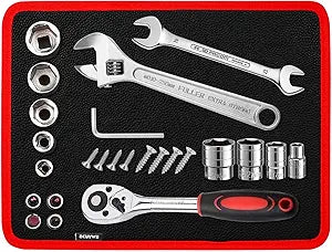 Strong Magnetic Tool Mat Magnetic Parts Tray with Anti-Slip Backing Heavy Duty with Powerful Magnets for Organizing Screws Nuts Bolts Small Tools - Workshop, Garage, DIY-Red 1PCS