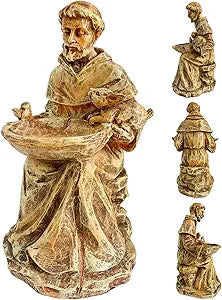 St. Francis of Assisi Garden Statue, Spiritual Bird Feeder, Blessing of Animals Decorative Accent for Outdoor Spaces, St. Francis Statue Souvenirs for Patron Saint of Animals, Franciscan Decor