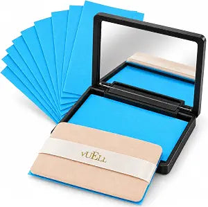 Oil Absorbing Sheets for Face, Non-Drying Feel, Mirror Compact & Puff