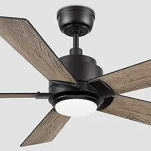 SMAFAN Smart Ceiling Fans with Lights 56", 3 Light Colors Dimmable, 10 Speeds DC Ceiling Fan with Remote, Outdoor, Compatible with Alexa, Siri & Google Home, Wood & Dark Walnut