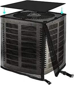 TRELC Air Conditioner Cover for Outside Unit, All Seasons Full Mesh AC Cover with Detachable Waterproof Top, Winter AC Unit Covers Outdoor Against Cottonwood, Leaves, Snow (35.4" x 35.4" x 39.4")