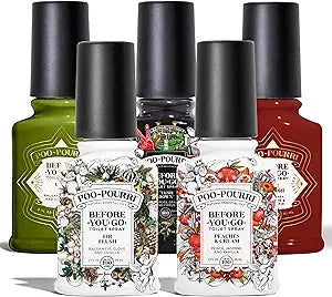 Poo-Pourri Before You Go Toilet Spray 5 Pack Set 2 oz Bottles, Peaches And Cream, Fir Flush, Flush Down, Berry and Bright, Balsam Bum Set