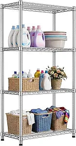 Heavy Duty Wire Shelving Unit 4-Tier Adjustable Metal Storage Rack Steel Shelves Metal Wire Shelf for Pantry Laundry Room Closet Garage Kitchen 2200 lbs Capacity 13.8D x 30W x 59H