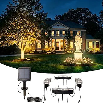 Sublume Solar Tree Lights Outdoor, Spotlights with Bright Warm White LED for Landscape Uplighting, 2-in-1 (Sticked&Tied), IP65 Waterproof, 2000Mah Palm Tree Ring Uplights for Flag Pole, Garden, Yard