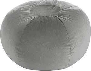 Heritage Kids x pod Round Bean Bag Chair, Soft Plush Lounge Seat for Bedroom or Playroom,Grey