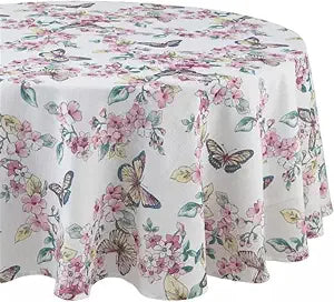 Lenox Butterfly Meadow Floral Tablecloth, Multicolor, 70" W x 70" L