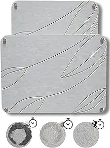 2 PCs Nesting Stone Drying Mat for Kitchen Counter - Fast, Heat Resistant Stone Dish Drying Mat with Non-Slip Feet