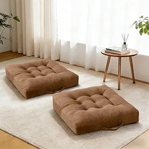 Floor Pillow Handheld Cushion, Yoga Pillows for Sitting on Floor 18x18 Inch 2 Pack Washable Seat Cushions, Ideal for Dining Chairs and Tatami Corner Coffee