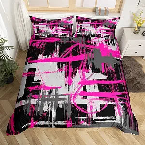 Feelyou Abstract Art Striped Bedding Set Full Size Teens Kids Breathable