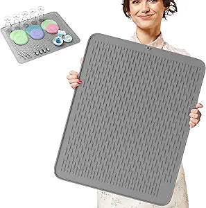 Monster Mat Extra Large Silicone Dish Drying Mat (30"x24")  Heavy Duty & Fast-Drying Silicone Mat - Non-Slip XL Dish Drying Mat For Kitchen Counter - Gray