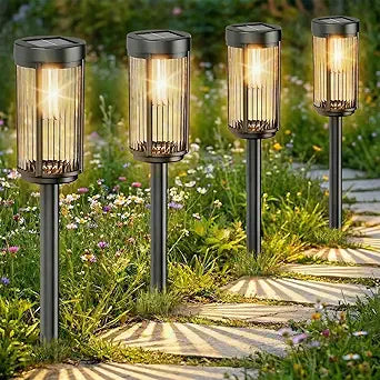 Sparkblaze 12 Pack Solar Garden Lights Outdoor, Decorative Solar Pathway Lights for Yard Auto On/Off Landscape Lighting for Walkway, Lawn, Garden, Waterproof Solar Stake Lights. (12, Warm White)