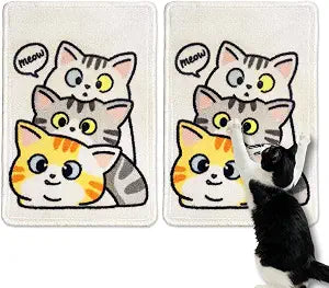 2 Pack Indoor Cat Scratch Mat & Pad, 19.69x13.78 Inch High-Density Loop Pile Furniture Protector for Couch, Floor & Wall