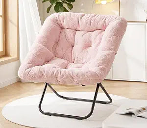 Alpen Foldable Saucer Chair, Comfy Lounge Chair Reading Chair, Pink