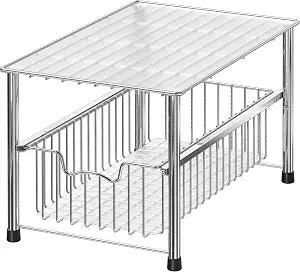 Simple Houseware Chrome Metal Stackable Storage Rack, 16.75 in L x 10.8 in W x 10.25 in H