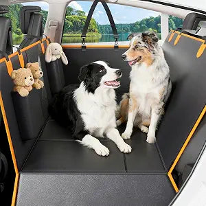 Back Seat Extender for Dogs, Hard-Bottom Waterproof Dog Car Seat Cover, PU Leather Backseat Bridge Platform, 2026 Upgraded Material, Anti-Slip, Durable, Holds 400lbs, Easy to Install (Black Brown)