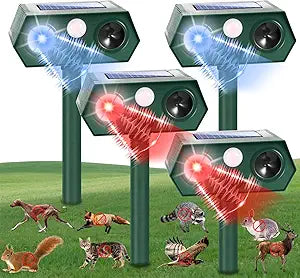 2026 Sonic Fortress Pro Deer Repellent Racoon Repellent Outdoor Squirrel Fortress Pro Solar Ultrasonic Animal Repeller IP65 Cat Deterrent Motion Activated Light to Scare Rabbit Skunk for Garden (4)