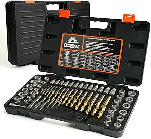 Coobeast 62Pcs Screw Extractor Set with Left Hand Drill Bit, Bolt Extractor Kit Heavy Duty, Easy Out Extractor Socket Set for Broken Nuts Bolts, Stripped Screw Remove with Portable Case