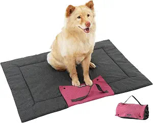 KHONSU PET Foldable Dog Mat Outdoor Dog Pad Portable for Travel Camping Place Mat Waterproof Washable up to 35 lbs(Dark Grey,M(39.4x28.3x1.57))