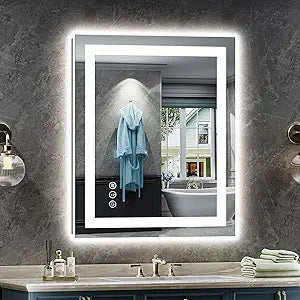 Briivue 24x30 Inch LED Bathroom Mirror with Lights, Backlit & Front Lit, Anti-Fog Lighted Bathroom Vanity Mirror for Wall, Memory Function, Dimmable, HD Tempered Glass, Shatter-Proof
