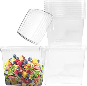48 oz Square Clear Stackable Deli Containers with Airtight Tamper-Proof Lids, BPA-Free Plastic Food Storage, Microwave, Freezer Safe, Meal Prep, Takeout Containers for Kitchen, Restaurants (100)