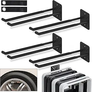 Nacial Garage Hooks, Heavy Duty Garage Hooks, 12.4 Inch Wall Mount Hangers, Max Load 200 lbs Garage Storage Utility Hook for Car Tires, Ladders, Chairs, Strollers, Power Tools, Garden Tools - 4 Pack