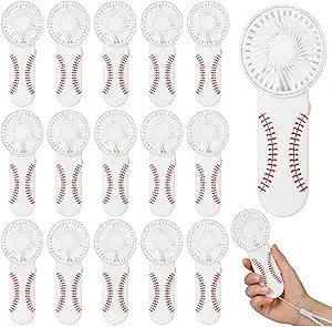 Honoson 18 Pcs Baseball Party Favors Mini Portable Handheld Fan Bulk with Lanyard for Team Gift Baseball Goodie Bags Game Outdoor Sport Party Favors, Battery Not Include