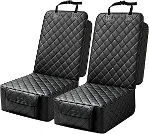 PETICON Front Seat Car Cover 2 Pack, Waterproof PU Leather Dog Car Seat Cover with Side Flaps, Nonslip Scratchproof Captain Chair Seat Cover Fits for Cars, Trucks, SUVs, Jeep