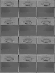 Storage Bins with Clear Window, 11x11 Storage Cubes, Collapsible Cube Storage Box, Fabric Closet Organizers with Handles for Home, Office, Shelf, Closets, Living Room, Grey, 12 Pack