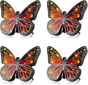 ground lights, equipped with 4 solar butterfly lights for outdoor waterproofing, 14 LED solar landscape lighting, suitable for gardens, courtyards, terraces, corridors, lanes, and walkways (yellow)