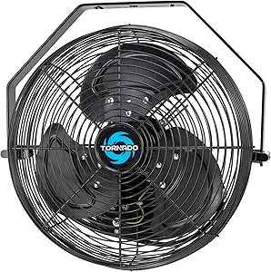 Tornado 12 Inch Outdoor Water-Resistant Wall Mounted Fan IPX4 Rated 3 Speed High Velocity Meatl Wall Fan For Commercial, Industrial, Residential, 6.6 FT Cord cETL Safety Listed, Black
