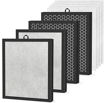 4-pack Cybertron Replacement Filter, Compatible with AEOCKY Cybertron Air Purifier, 5 in 1 Filter for Pollen Wildfire Smoke Dust Pet Dander Odor and Household Pollutants for Larger Room
