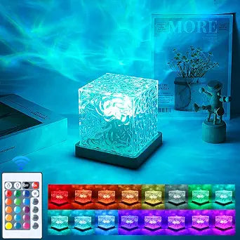 Avkast Ocean Lamp Rechargeable,5.1" Mood Lighting Ambient Lighting with 16 Colors and Dynamic Ripple Effect, Ocean Wave Projector Light LED Night Lights for Bedroom Bathroom Room Decor