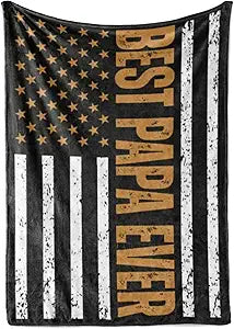 Papa Gifts from Grandkids, Grandchildren, Gifts for Grandpa, Throw Blanket for Grandfather, Presents from Granddaughters Grandsons for Father's Day, Birthday, Christmas - USA FLAG (60 x 80 inches)