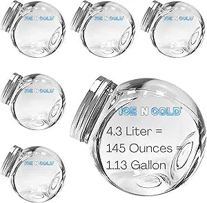 ICE N COLD Angled Glass Jar with Stainless Steel Lid | Multi-Use Storage Container (6, 4.3L - 145 oz)