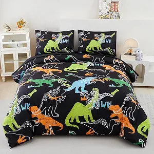 RYNGHIPY Dinosaur Comforter Set Full Size 3Pcs Dinosaur Bedding Set for Kids Boys Girls Microfiber Boys Bedroom Set 1 Comforter with 2 Pillowcases (Multi,Full)