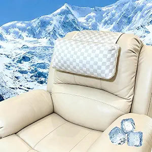 Cooling Neck Pillow for Recliner, Breathable Adjustable Non-Slip Headrest Cushion, Neck Pain Relief Support Pillow for Sofa, Couch, Armchair, Ideal for Hot & Sweaty Sleepers (Cool-Checkerboard )