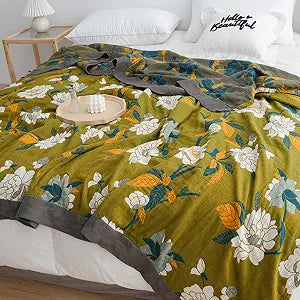Boho Throw Blanket for Bed - 100% Pure Cotton Ultra Soft Rustic Quilt - Farmhouse Decor Bed Blankets, All Season Rustic Throw for Sofa Couch Chair(50"60", Boho Floral)