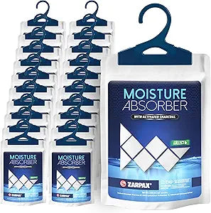 Zarpax Moisture Absorber Sachets Activated Charcoal 7.5 oz/212g - Remove Excess Moisture In Air & Odor - Desiccant Dehumidifier for Closet, Drawer, Storage - Dampness & Humidity Control - Set of 20
