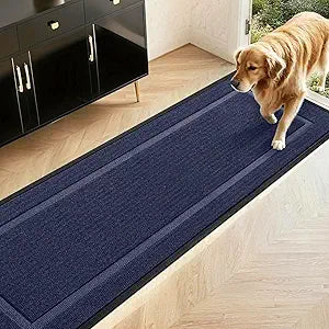 Extra Large Front Door Mat Outside Entrance Indoor Doormat, 60" x 34" Outdoor Mats for Patio Waterproof, Outdoor Door Mats for Outside Entry, Indoor Rugs for Entryway, Sturdy Natural Rubber, Blue